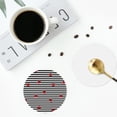 thumbnail image 5 of Pofeuu Ladybugs on Black and White Striped Print Leather Coasters Set of 6, Round Cups Mugs Mat Pad for Home Kitchen Heat Resistant Drink Coasters,Round Shape, 5 of 7