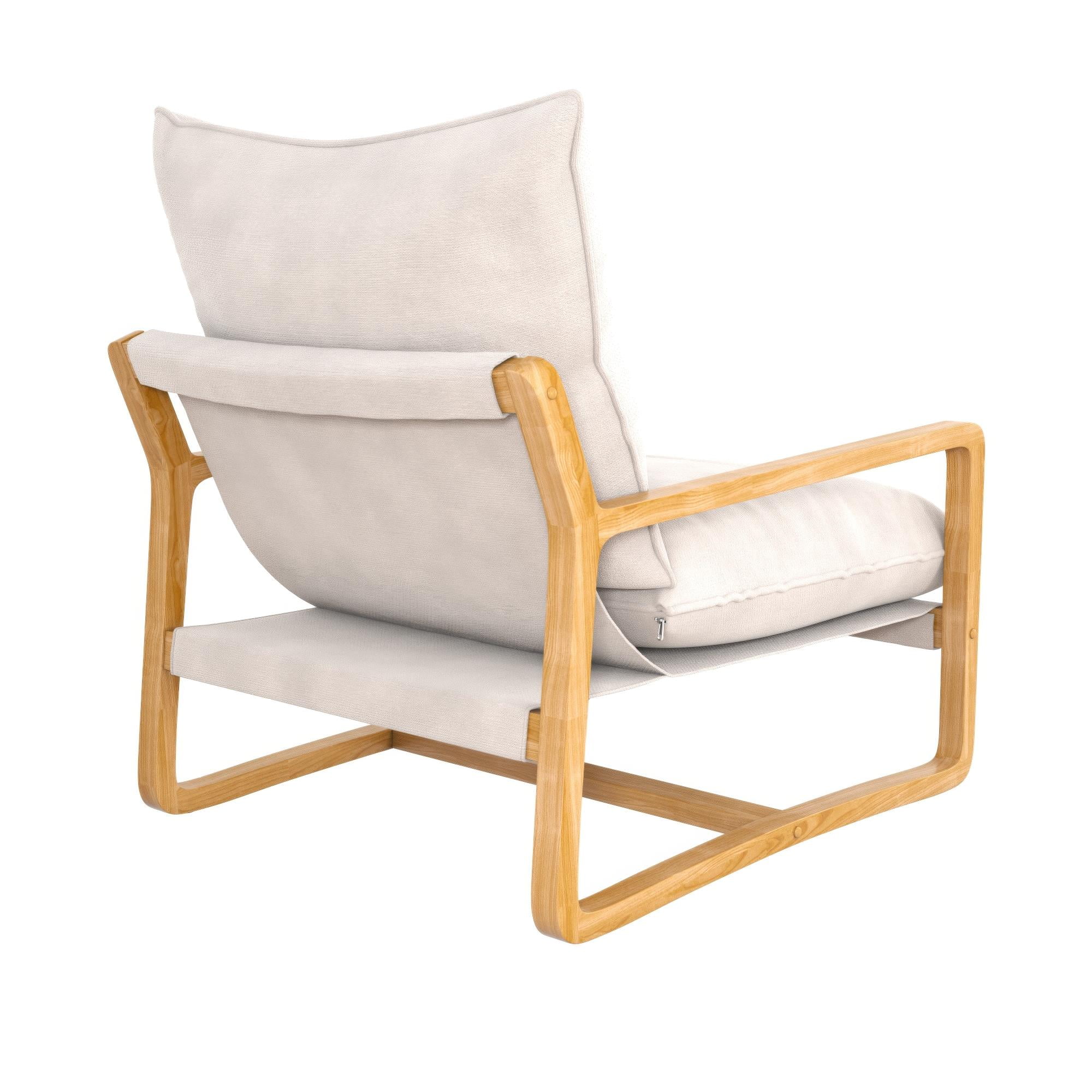 Better Homes & Gardens Wooden Ezra Sling Accent Chair, Cream Linen