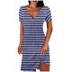thumbnail image 1 of Mini Vestido de Verano Color Sólido Cuello en V Manga Corta Vestido de Becerro Medio, Vestido Corto de Verano, 1 of 5