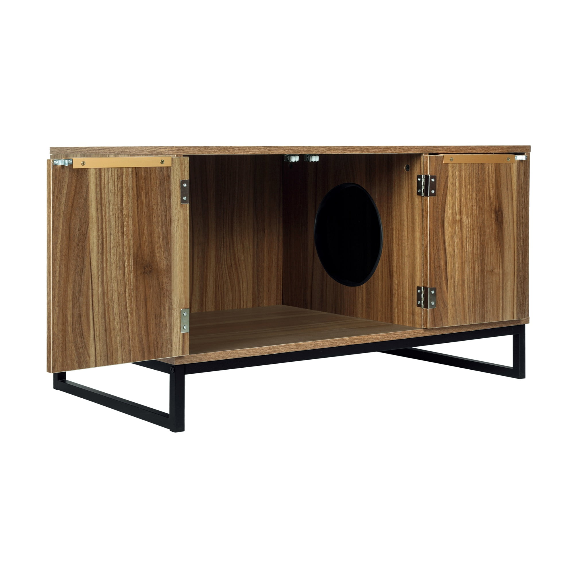 Pefilos 35" Pets Tiger Large Cat Litter Box Furniture Hidden, Pet House Enclosure, Cat House Washroom Cabinet Stool, Brown Pefilos 35" Pets Tiger Large Cat Litter Box Furniture Hidden, Pet House Enclosure, Cat House Washroom Cabinet Stool, Brown
