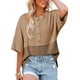 thumbnail image 1 of Top Dokotoo de punto gofrado de verano, talla grande, beige claro, para mujer, 1 of 5