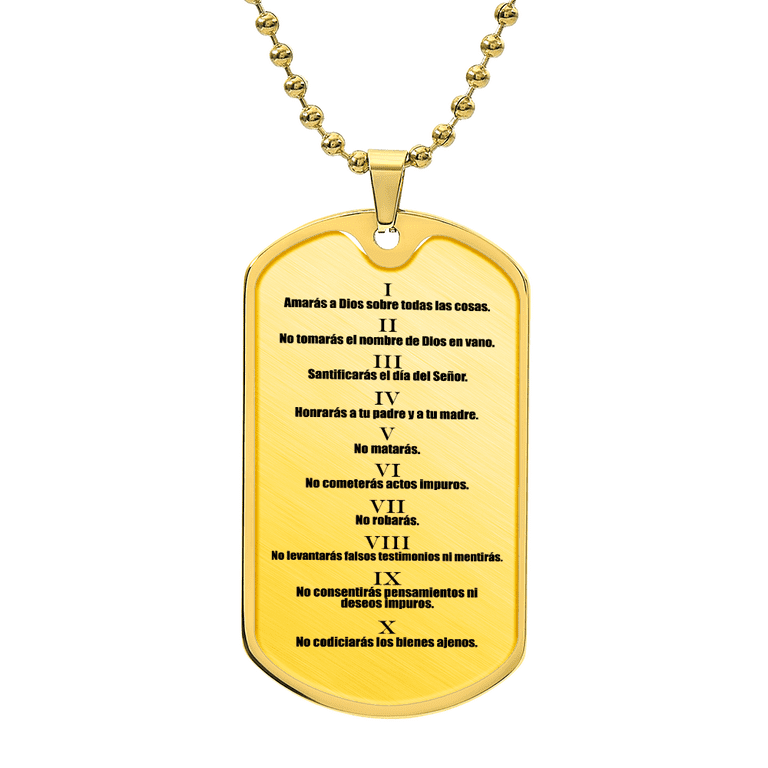 Ten Commandments Spanish Diez Mandamientos Necklace Dog Tag
