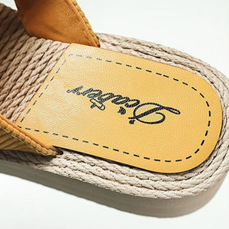 

Cathalem Bear House Slippers for Women Heel Wedge Casual Beach High Fashion Slippers Summer Sandals Spring Women s slipper Shoes Yellow 7.5