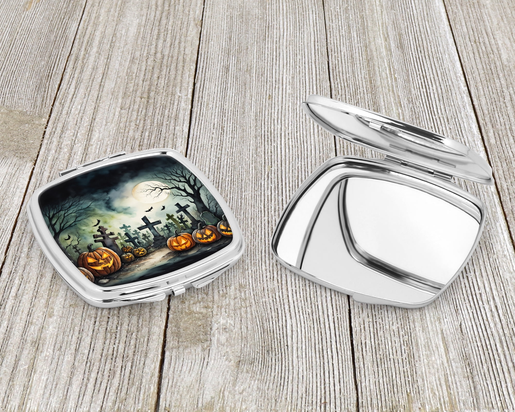 Graveyard Spooky Halloween Compact Mirror 2.75 in x 3 in