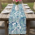 thumbnail image 4 of Blue Teal Coastal Table Runner 90 Inches, Summer Beach Nautical Starfish Shell Coral Bed Runner Dresser Scarves Tabletop for Indoor Outdoor Parties/Ceremony/Banquet, 13" x 90", 4 of 9