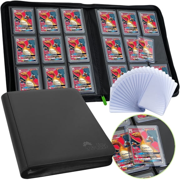 FunGuys Top Loader Binder, 9 Pocket, Holds 252 Trading Cards, Toploaders Storage, Black