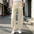 thumbnail image 4 of Costeam Womens Quick Dry Curved Barrel Casual Pants Dual Side Deep Hand Pockets Drawstring Elastic High Waist Loose Fit Cropped Length Athletic Harem Trousers, 4 of 8