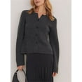 thumbnail image 2 of SUNSIOM Cardigan Uni pour Femmes Manches Longues Col Rond Boutonné Pull Tricoté avec Poches, 2 of 6