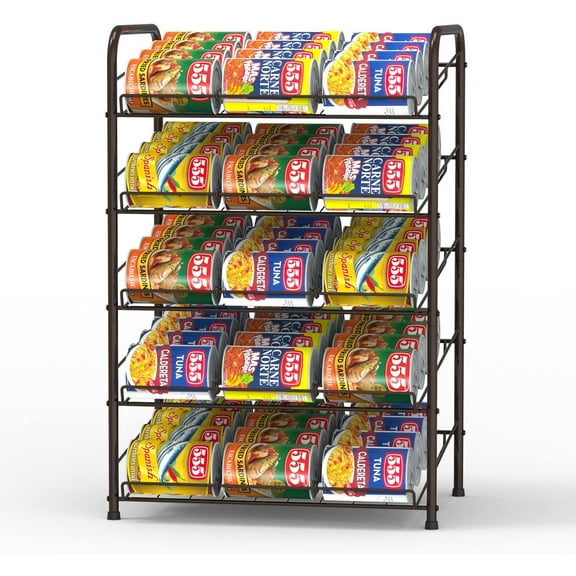 Can Organizer for Pantry, 5 Tier Can Rack Organizer Holds up to 60 Cans, Can Storage Dispenser Rack for food Storage, Kitchen Cabinet and Pantry,Bronze