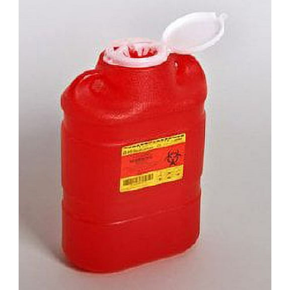 Becton Dickinson Sharps Container 1-Piece 13-1/4 H X 9 W X 5-1/4 D Inch 8.2 Quart Red Funnel Lid, 305490 - EACH