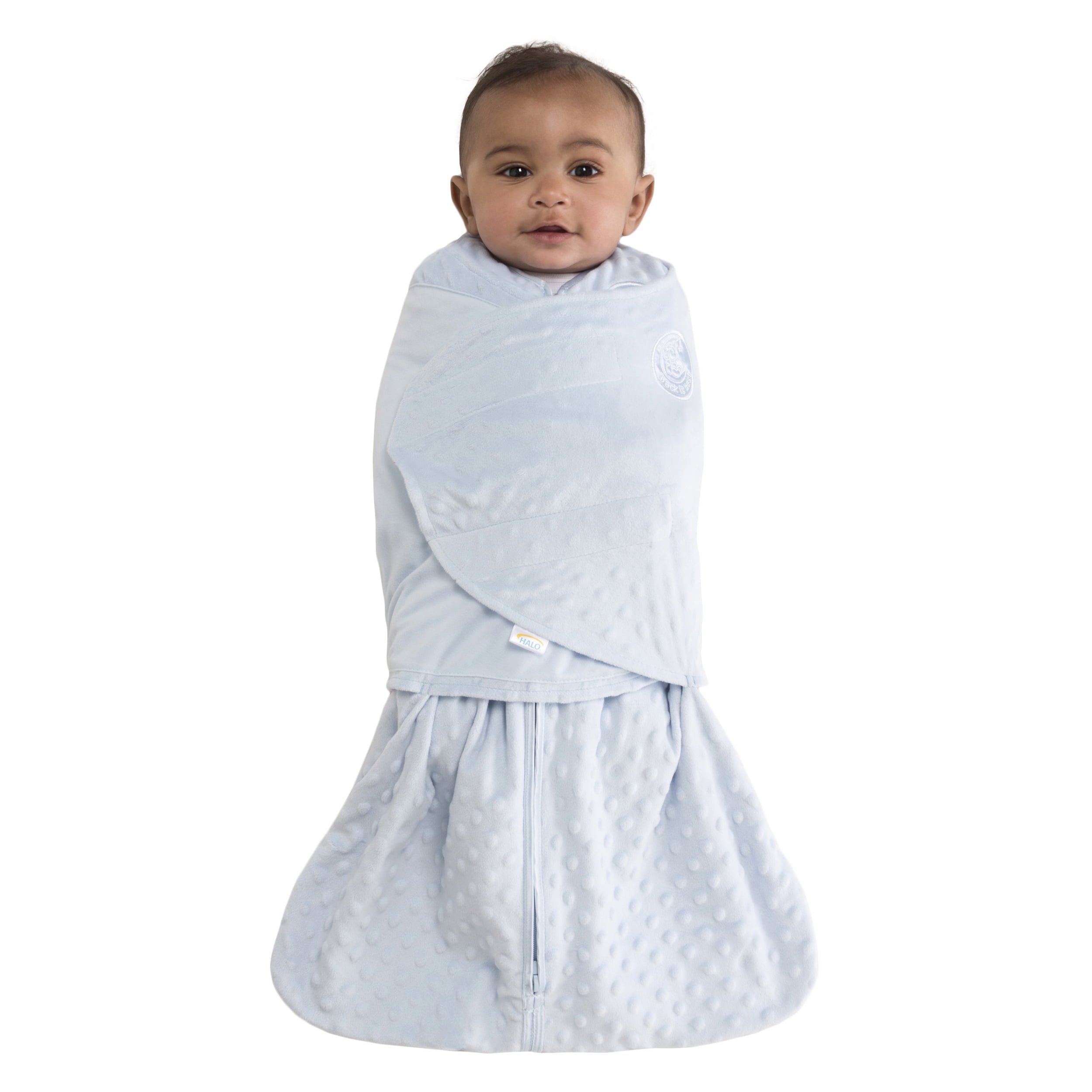 HALO SleepSack Swaddle, Plushy Dot Velboa, Blue, Newborn, Boys, 0-3 Months
