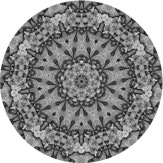 Ahgly Company Machine Washable Indoor Round Transitional Black Area Rugs, 4' Round