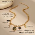 thumbnail image 7 of NICKSUN 18K Gold Plated Stainless Steel Vintage Tulip Pendant Necklace, Multi Charms Cross Key Heart Bead Thick Link Chain Clavicle Jewelry for Women, 7 of 7