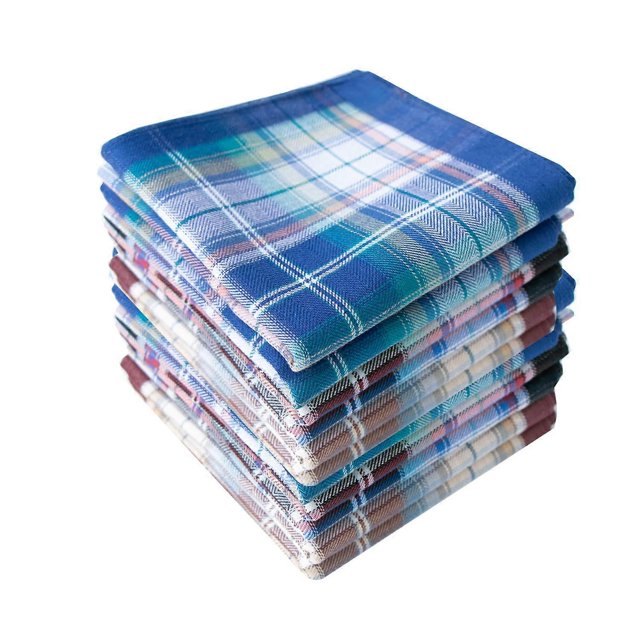 Mens Handkerchief Soft Cotton Handkerchief Classic Plaid Pocket Squares Ref: 3913