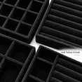 thumbnail image 6 of 4-Pack Jewelry Tray Drawer Organizer, Stackable Velvet Jewelry Storage Trays for Rings, Earrings, Necklaces and Bracelets, Black, 8.27 x 4.92 in, 6 of 7