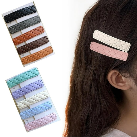 YooGuoGuo 10pcs Large Colored Retangle Hair Snap Clips 3Inch Faux Leather Covered Hair Pins Squared Metal Hair Snap Clips Hair Accessories for Girls Women