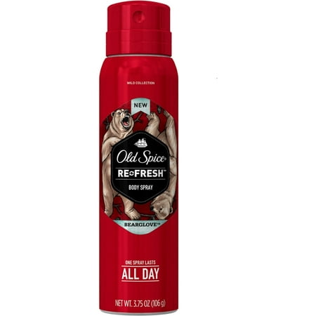 Old Spice Wild Collection Re-Fresh Body Spray, Bearglove 3.75 oz (Pack of