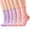 Pink Purple Lavender, variant on 6 Pack Women's Ruffle Lettuces Socks, Frilly Striped Ankle Socks, Soft Cotton Blend Cute Crew Socks for Women Size 5-9, Pink Purple Lavender, Home Lounge and Casual Outfit Socks