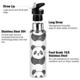 thumbnail image 3 of Hand Painted Cute Panda Faces Sports Bottle with Straw Stainless Steel Water Jug Portable Thermal Cup Leak-proof 1000ML, 3 of 9