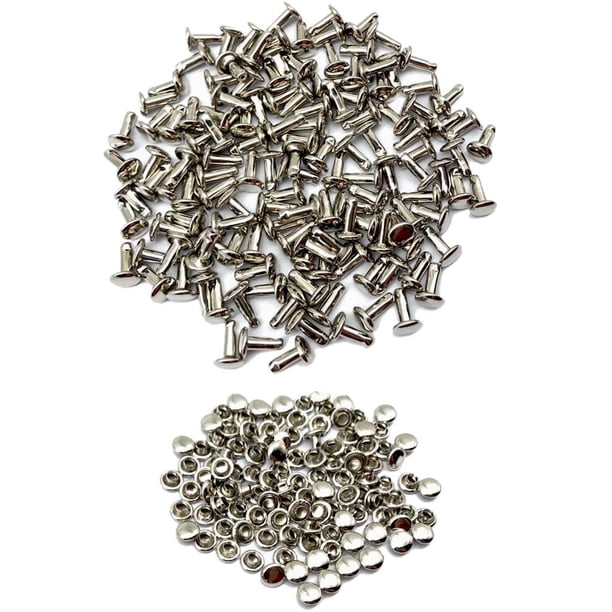 Remaches de cuero Hugo Plata Remaches de tachuelas dobles 6x8mm