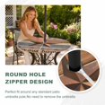 thumbnail image 4 of Round Outdoor Tablecloth with Umbrella Hole and Zipper, Western Texas Star Vintage Tablecloth with Elastic Waterproof, Retro Farmhouse Gray Brown Wooden Patio Table Covers for 36" - 44" Pool Tables, 4 of 9