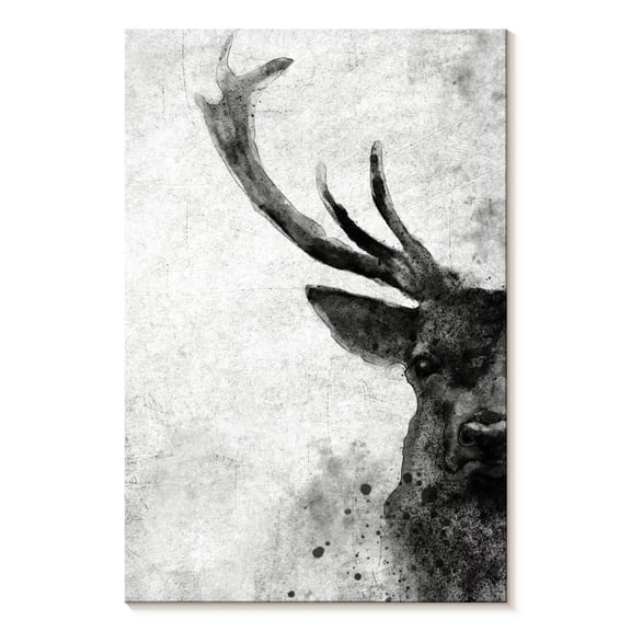 Elephant Stock Deer Face Black And White Wall Art - Vertical Canvas Wall Art - Living Room Wall Decor - Animal Canvas - Gray And White Decor - 8" x 12"