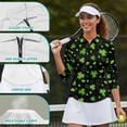 thumbnail image 6 of Uorisanigo Clover Womens Long Sleeve Golf Polo Shirts Casual Comfortable Quick Dry Athletic Polo Shirts Breathable Relaxed Tennis Tops Quarter Zip Womens Outing Wear Size M, 6 of 7