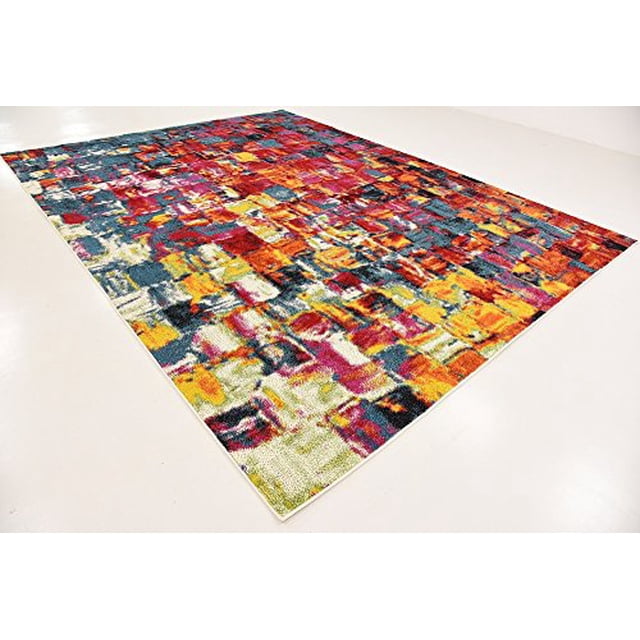 Unique Loom Lyon Collection Tapis Moderne Abstrait, 9 x 12 Pieds, Multi/bleu