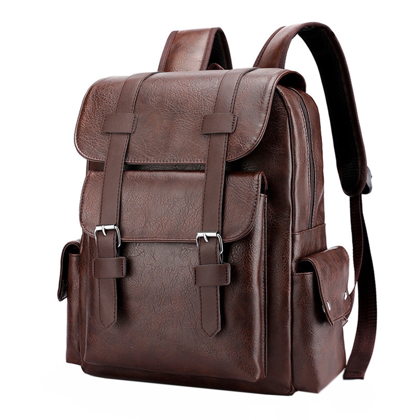 TACILIP Storage Bag, Leather Laptop Backpack for Men, Work Business Travel Office Backpack College Bookbag, Casual Computer Backpack Fits Notebook 15.6 Inch, Organizer