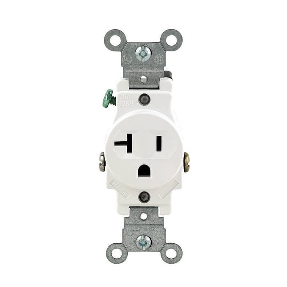 Leviton S01-5801-KWS White Commercial Grade Straight Blade Single Receptacle