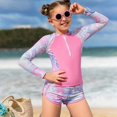 thumbnail image 5 of GYRATEDREAM Girls 2 Pieces Rash Guard Swimsuit Long Sleeve Tankini for 6-10 Years, 5 of 9