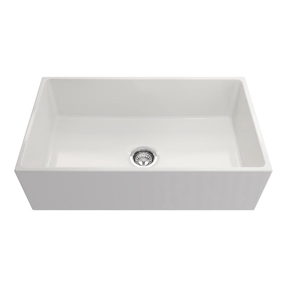 33" Fireclay Kitchen Sink, Crestwood Farmhouse Sink, White Fireclay Kitchen sink, Single Bowl Apron Front, Plain Ceramic Farm sink