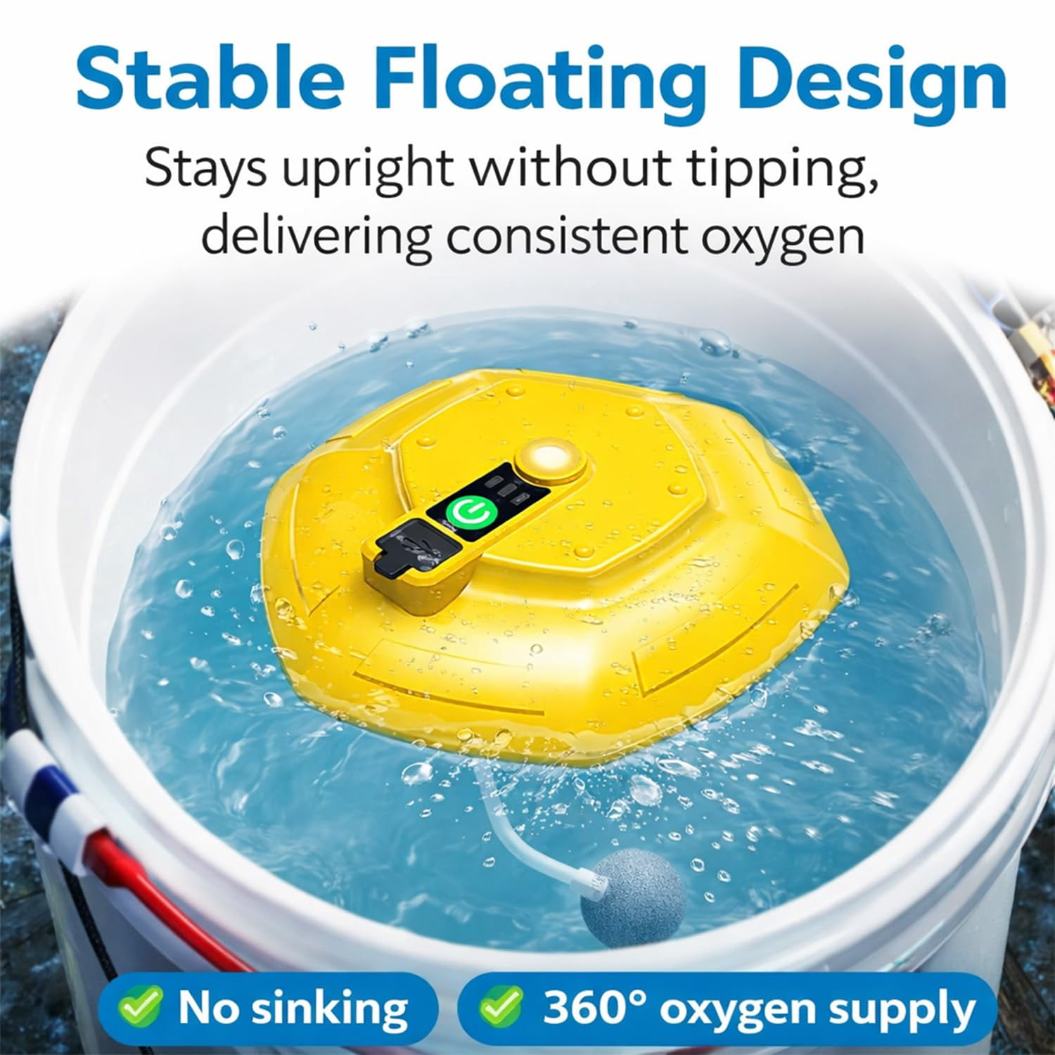2027 New Portable Fishing Bait Aerator Pump, Floating Live Bait Aerator for Bucket & Tank, Quiet Oxygen Air Pump for Fish, Battery Powered Outdoor Fishing Accessories