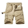 thumbnail image 3 of Abcnature Men's Athletic Shorts, Sports Gym Running Short Pants, Men Casual Solid Zipper Button Pockets Cropped Cargo Shorts, Cargo Casual Hiking Shorts Khaki 3XL, 3 of 4