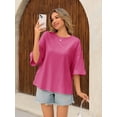thumbnail image 5 of Camiseta Tankaneo para mujer, talla extragrande, manga 3/4, color rojo, 5 of 5