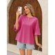 thumbnail image 5 of Camiseta Tankaneo para mujer, talla extragrande, manga 3/4, color rojo, 5 of 5