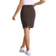 thumbnail image 3 of Faldas de mezclilla para mujer INSPIRE CHIC, desgastadas, de cintura alta, con dobladillo rasgado, faldas de jean lavadas con bolsillos en marrón, 3 of 5