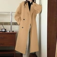 thumbnail image 3 of Herrnalise Women's 2024 Fall Fashion Overcoat Faux Suede Shacket Jacket Lapel Belted Long Trench Coats Khaki,XL, 3 of 6