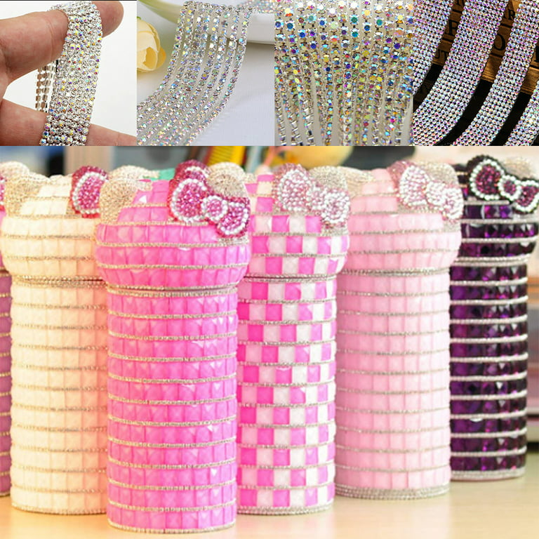 Durable SS8-2.5mm Rhinestone Chain, Decorative Chain, for Clothing for  Crafts (Pink)