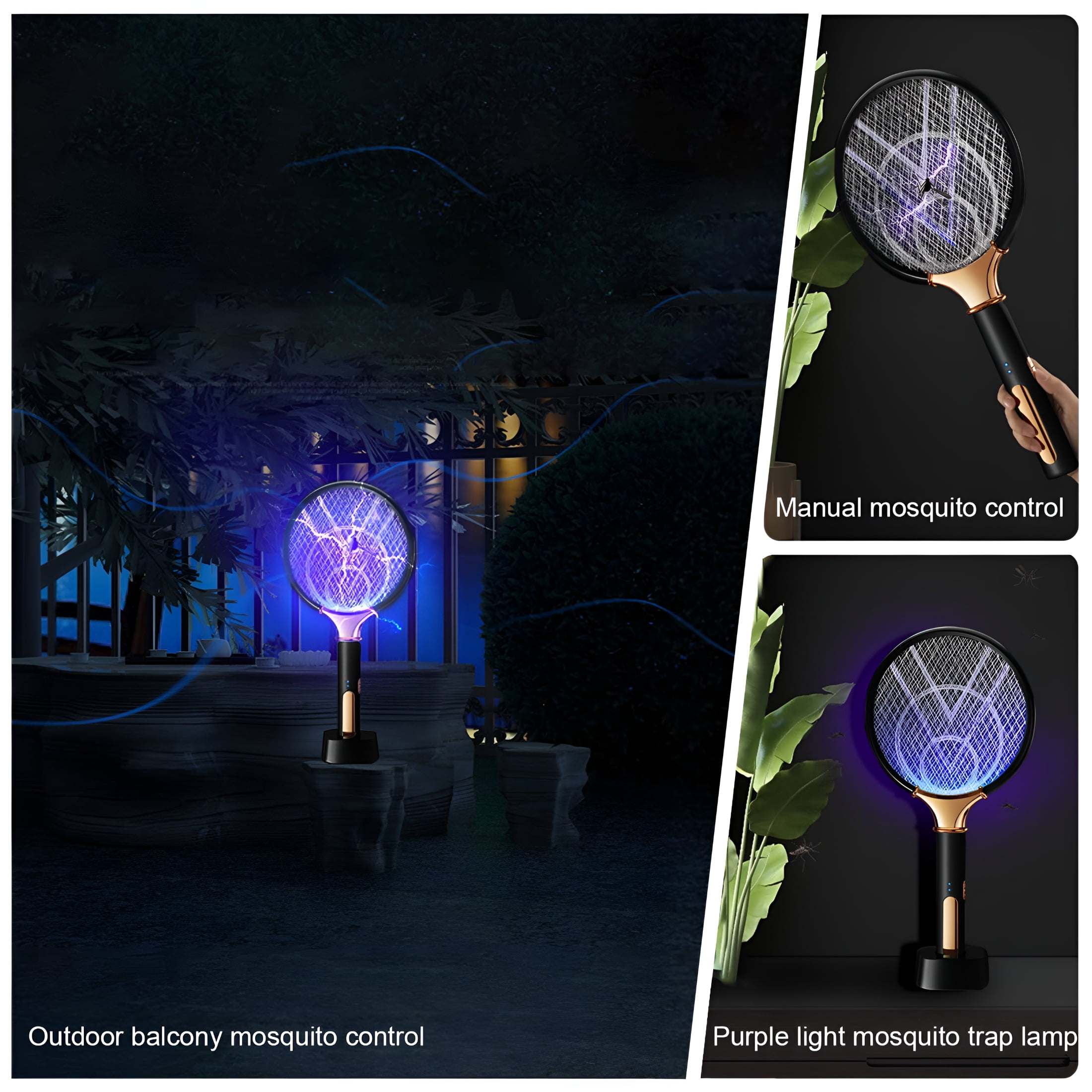 HIBIBUD Electric Fly Swatter,Electric Zapper,Mosquito Trap Lamp & Racket,Mosquito Kill Fly Zapper with Purple Light Attractant for Home Indoor Outdoor