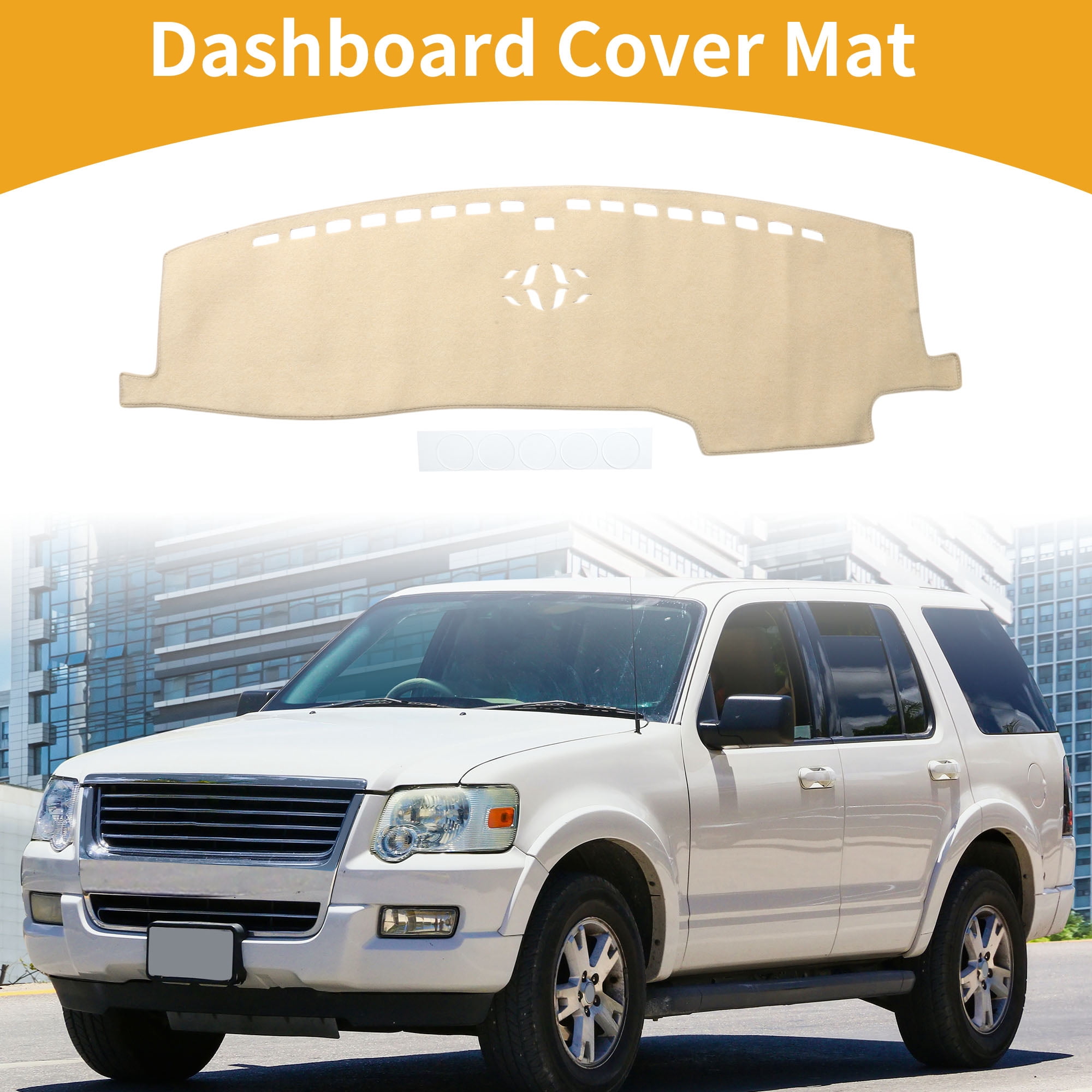 Unique Bargains Dashboard Cover Anti-Slip Dash Cover Mat Carpet for Ford Explorer 2020-2024 Polyester Beige