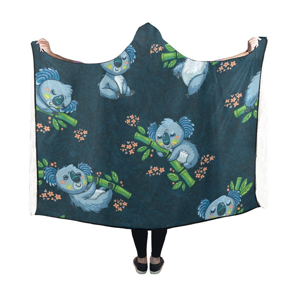 HATIART Hooded Blanket Cute Koalas In Cartoon Pilling Polar Fleece