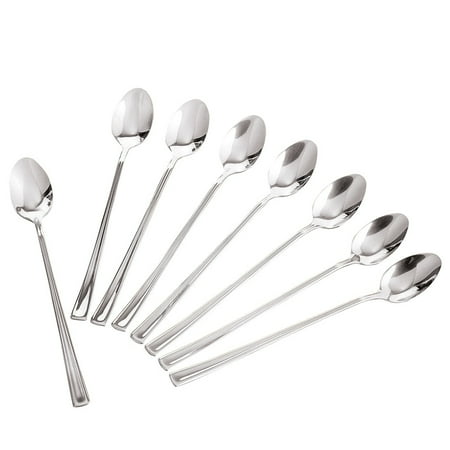 Glass Silver Plated Spoon - Iced Tea Spoons - Set Of 8, Silver