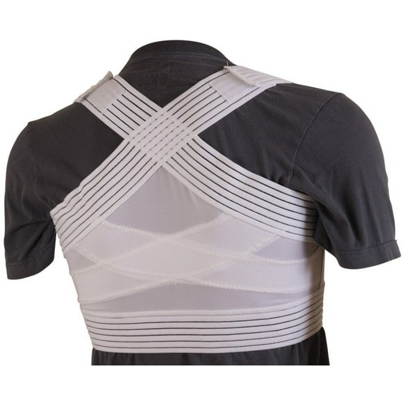 DMI Posture Corrector for Men and Women, Adjustable Criss-Cross Support for Reducing Back Pain and Strain, Comfortable and Breathable, Machine Washable, White, Large, 42" to 44" Chest Size