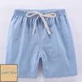 thumbnail image 2 of Summer Soft Pure Cotton Kids Solid‑Color Shorts, Adjustable Waist Loose‑Fit Beach Play Casual Shorts for Toddler 2‑12Y, 2 of 5