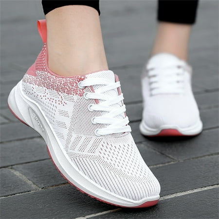 

FZM Women shoes Fashion Summer And Autumn Women Flat Mesh Breathable Colorblock Lace Up Casual Style