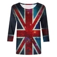 thumbnail image 4 of Blouse pour Femmes Blouses à Manches 3/4 pour Femmes Chemise Imprimée Vintage Décontractée Col Rond Blouse Tunique Boho, 4 of 9