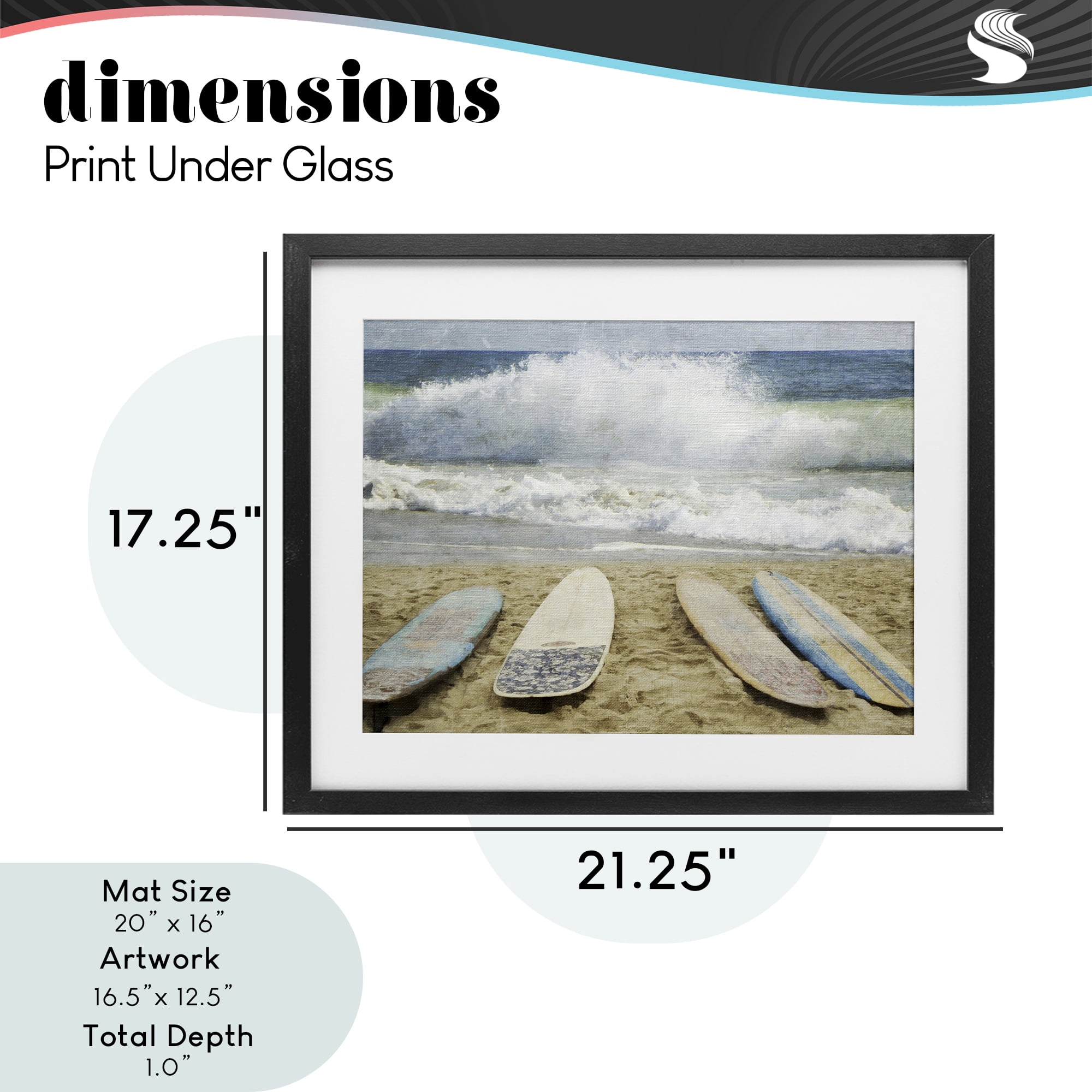 Stupell Industries Surfboards At The Ready Black Framed Print Under Glass, design by Grotto Studios