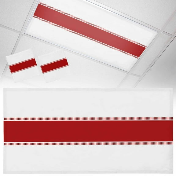 2 Pack Red Fluorescent Light Covers for Ceiling Lights Stripes Solid Color Magnetic Ceiling Light Covers Overhead Light Filters for Office Classroom Home