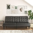 thumbnail image 6 of Mainstays Memory Foam 71.5" Futon with Cupholder and USB, Black Faux Leather, 6 of 29